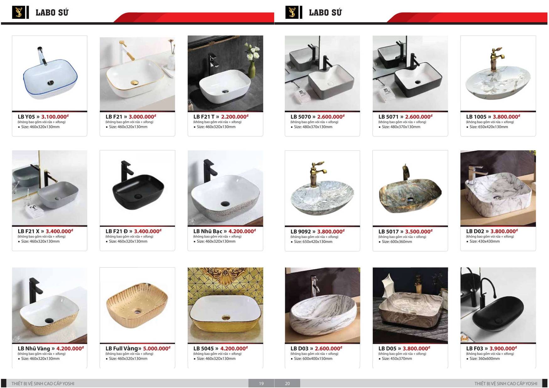 Thiết bị vệ sinh YOSHI Catalogue và Bảng giá mới nhất 2024 /Page 11
